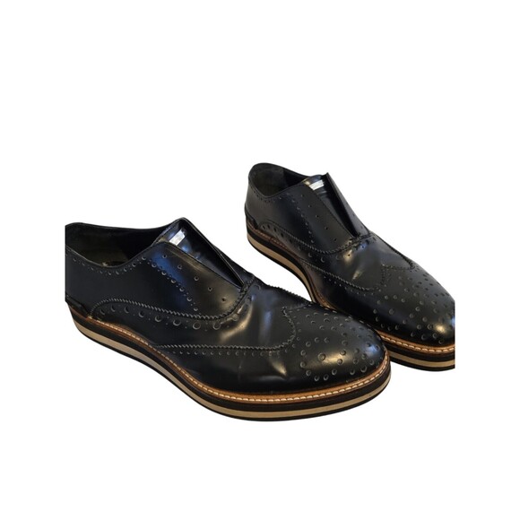 Alessandro Dell'acqua Oxford Dressy Shoes Men’s Slip on Perforated Leather Sz 8 - Picture 12 of 16